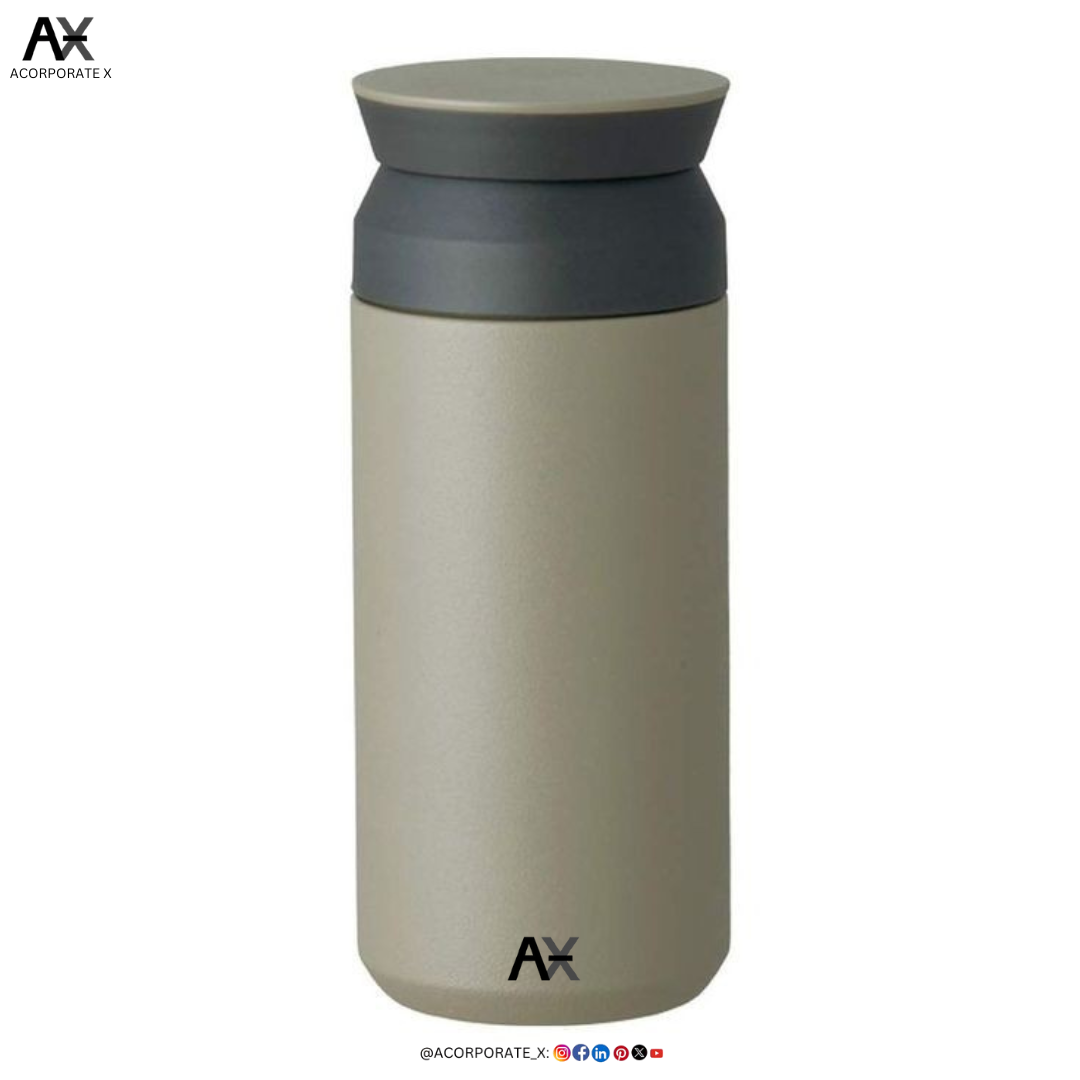 ACORPORATE X  Stainless Steel Harajuku Coffee Cup Portable Double-Cover Thermal Mug Portable Outdoor Creative, flat cover Blue