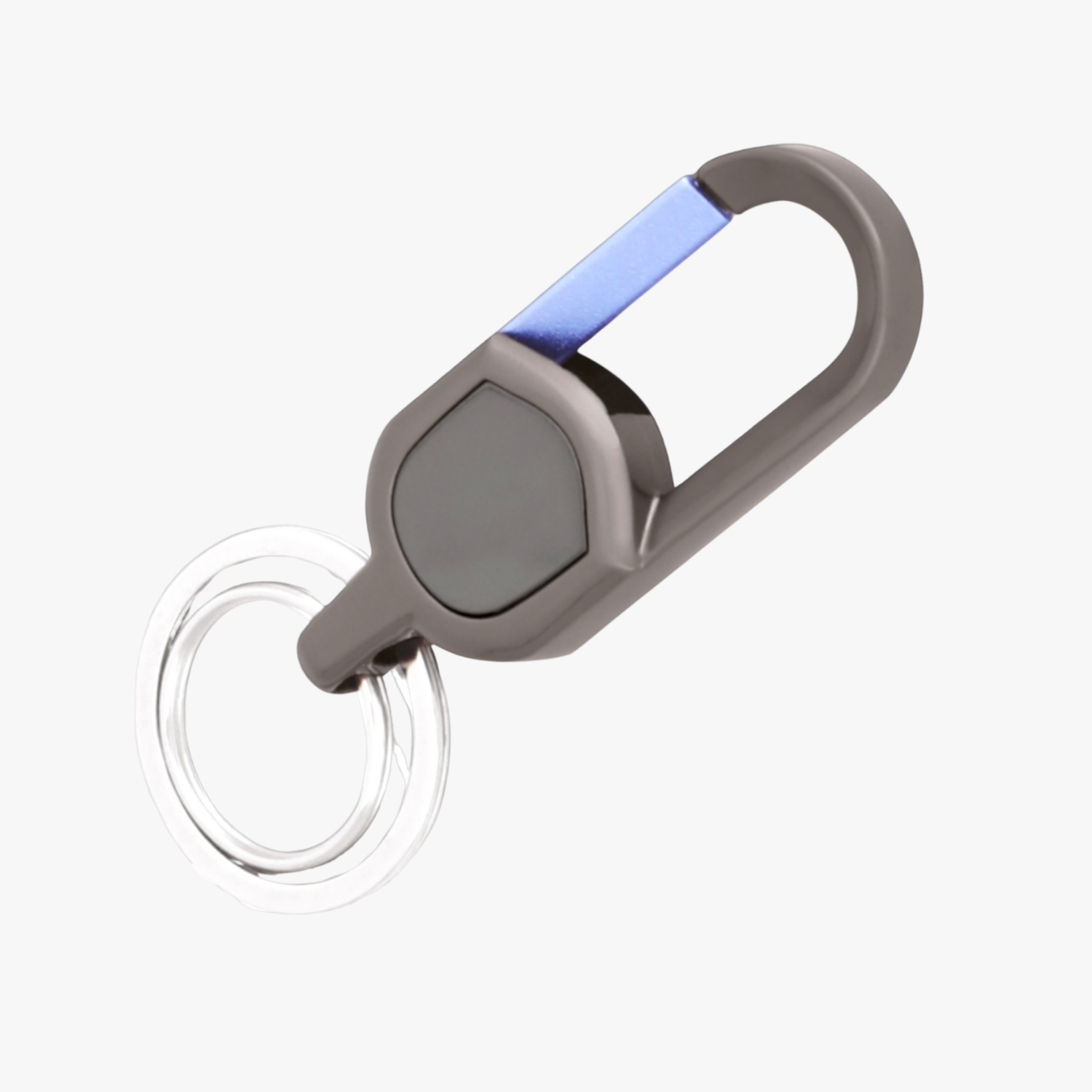 Keychain with a carabiner and key ring on a white background